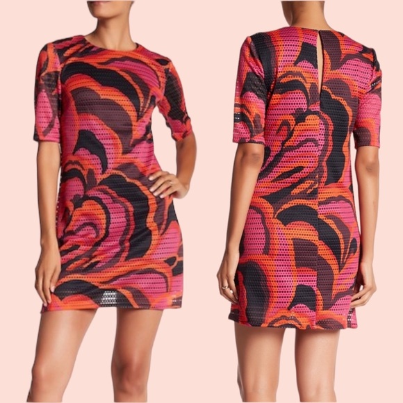 Trina Turk Dresses & Skirts - Trina Turk Nagoya Blossom Dress Mesh Overlay Short Sleeve Women's Size XS
